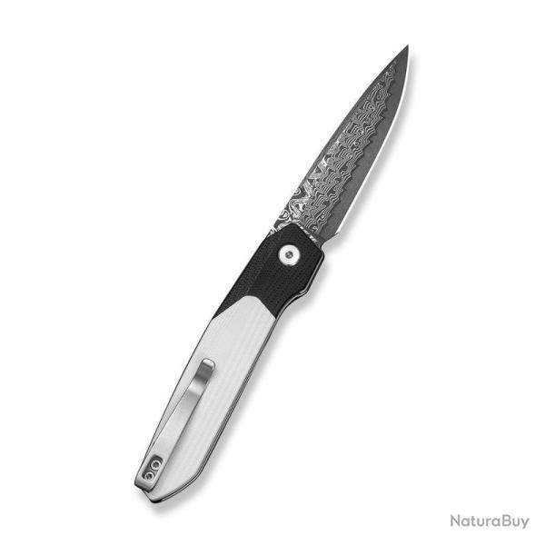 Couteau CIVIVI Brr15 Light Lame Acier Damas Manche G10 Black White Liner Lock CIVC25063DS1