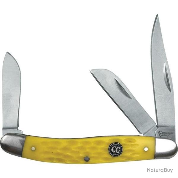 Couteau Cattleman's Cutlery Signature Stockman Yellow Manche Delrin gaufr� Jaune Slipjoint CC0001JYD