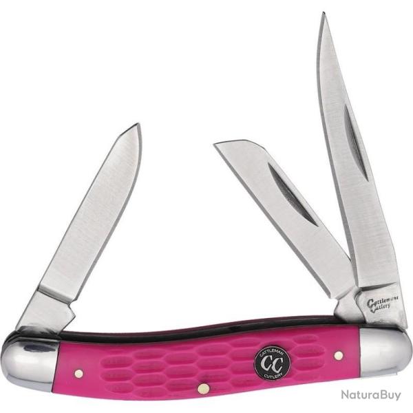 Couteau Cattleman's Cutlery Stockman Pink Delrin Manche Delrin gaufr� Rose Slipjoint CC0001JPD