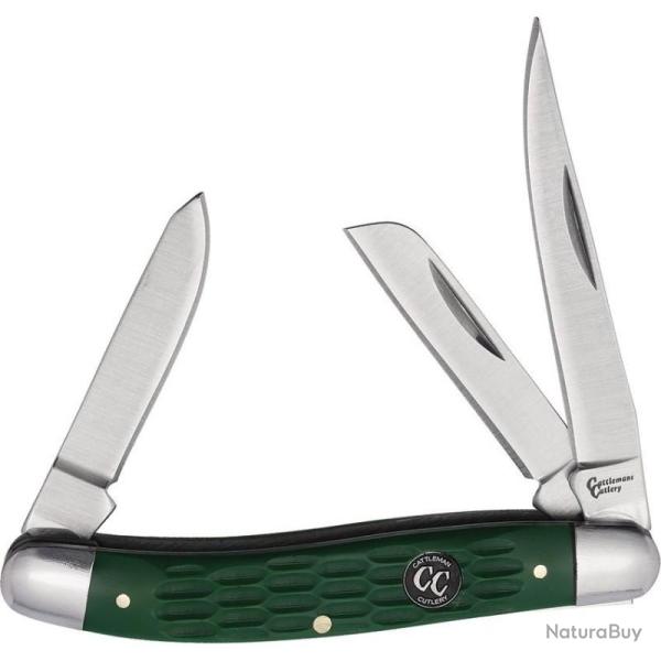 Couteau Cattleman's Cutlery Stockman Green Delrin Manche Delrin gaufr� Vert Slipjoint CC0001JGD