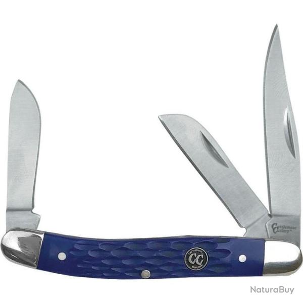 Couteau Cattleman's Cutlery Signature Stockman Blue Manche Delrin gaufr� Bleu Slipjoint CC0001JBL
