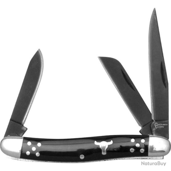 Couteau Cattleman's Cutlery Black Angus Stockman Manche Delrin Noir Slipjoint CC0001BD