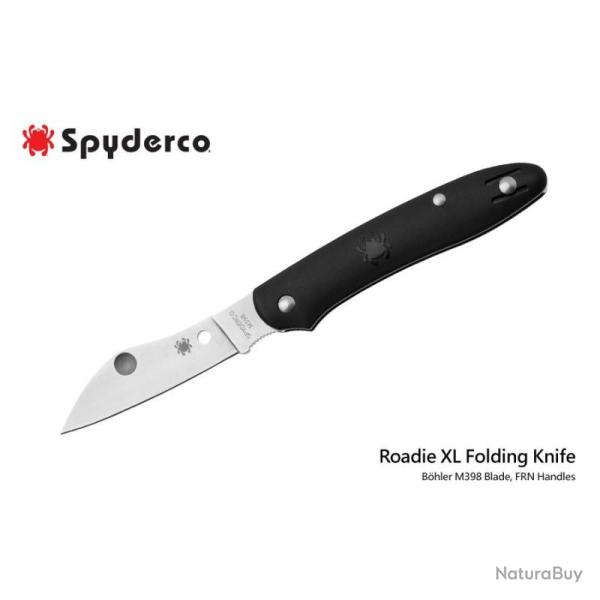Couteau Pliant Spyderco Roadie Lame Acier B�hler M398 Manche Noir Slipjoint Italie SC267BKP