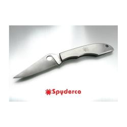 Couteau Pliant Spyderco Grasshopper Lame Acier 12C27 Manche Acier Inoxydable Bross&eacute; Slipjoint SC138P
