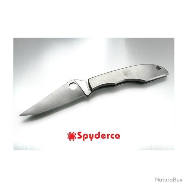 Couteau Pliant Spyderco Grasshopper Lame Acier 12C27 Manche Acier Inoxydable Bross� Slipjoint SC138P