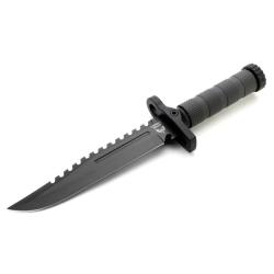 Couteau Combat Ready Survival Knife Lame Acier Inox Manche Polym&egrave;re Noir &Eacute;tui Multifonction CBR372