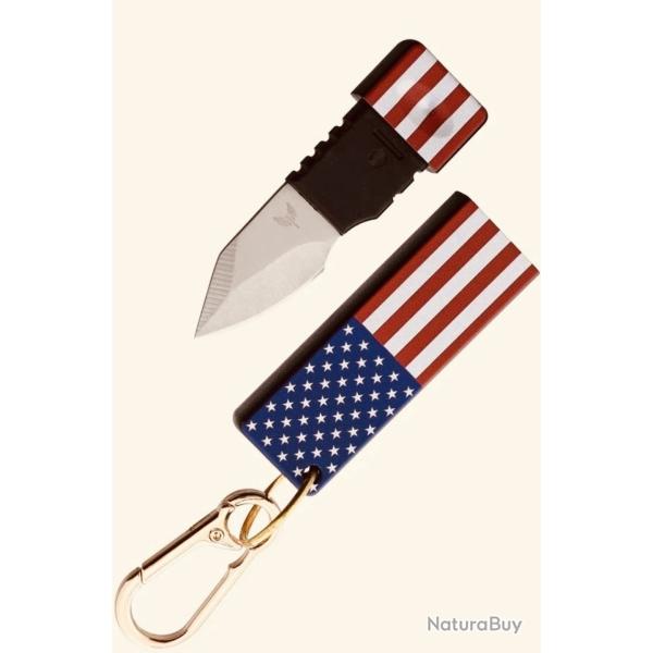 Couteau Fixe Combat Ready Porte-Cl�s Drapeau USA Lame Inox Manche ABS Mousqueton CBR379