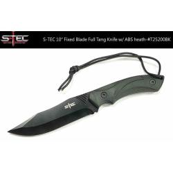 Couteau Fixe S-TEC Lame Noire Acier 3Cr13 Manche ABS Noir Housse Nylon STT25200BK