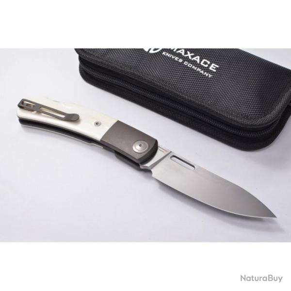Couteau Pliant Maxace Beetle 2 Lame Acier MagnaCut Manche Os Blanc Verrou Dorsal MAXMM361A