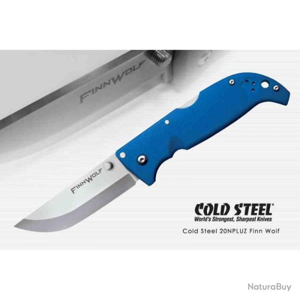 Couteau Pliant Cold Steel Finn Wolf Lame Acier AUS-8A Manche Griv-Ex Bleu Tri-Ad Lock Taiwan CS20NPG