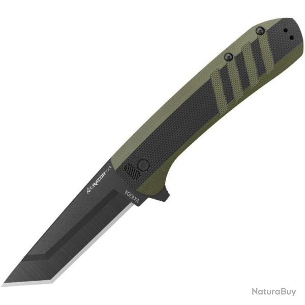 Couteau Outdoor Edge Razor VX4 A/O Lame Acier 420J2 Manche G10 Noir/Vert Linerlock OEVX430BC