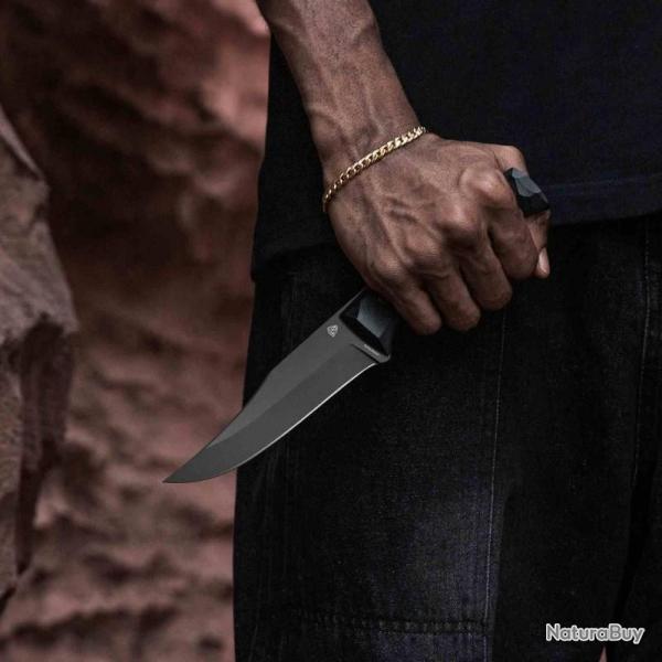 Couteau Fixe Iron Ethos Battle Born Lame Acier 14C28N Manche G10 Noir �tui Kydex IE11A42F10