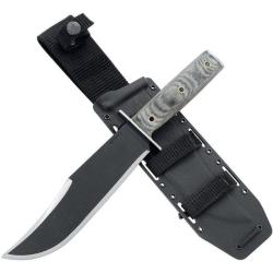 Couteau Condor Operator Bowie Lame Acier 1075 Manche Black linen micarta Etui Nylon belt CTK180675