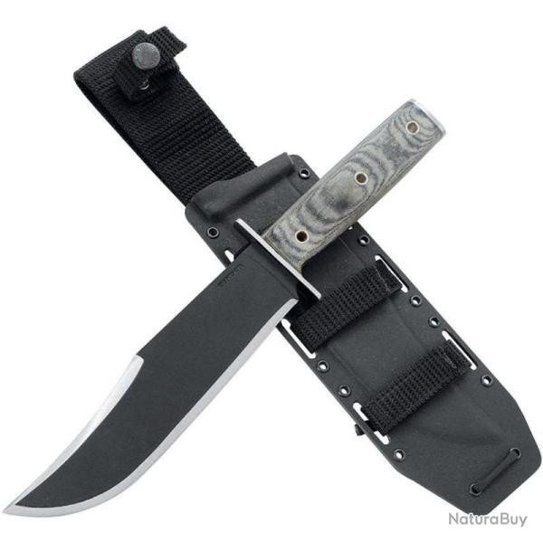 Couteau Condor Operator Bowie Lame Acier 1075 Manche Black linen micarta Etui Nylon belt CTK180675