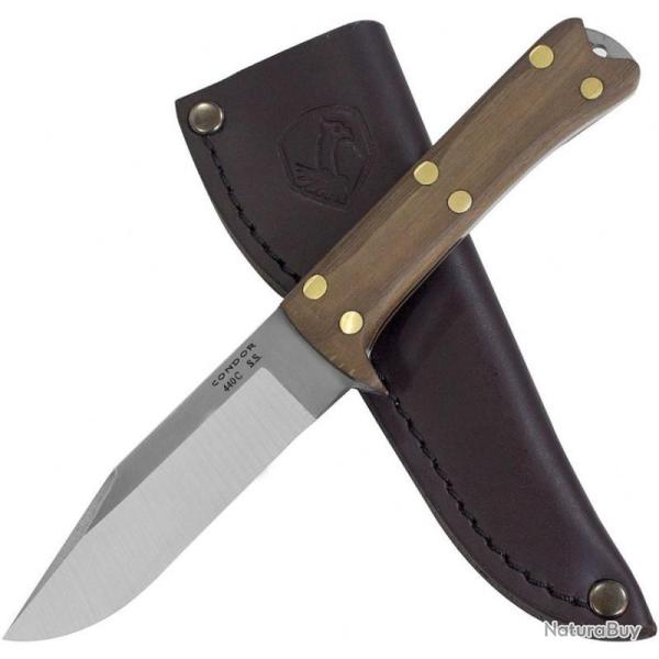 Couteau Condor Lifeland Hunter Lame Acier 440C Manche Noyer Etui Cuir Salvador CTK103454C