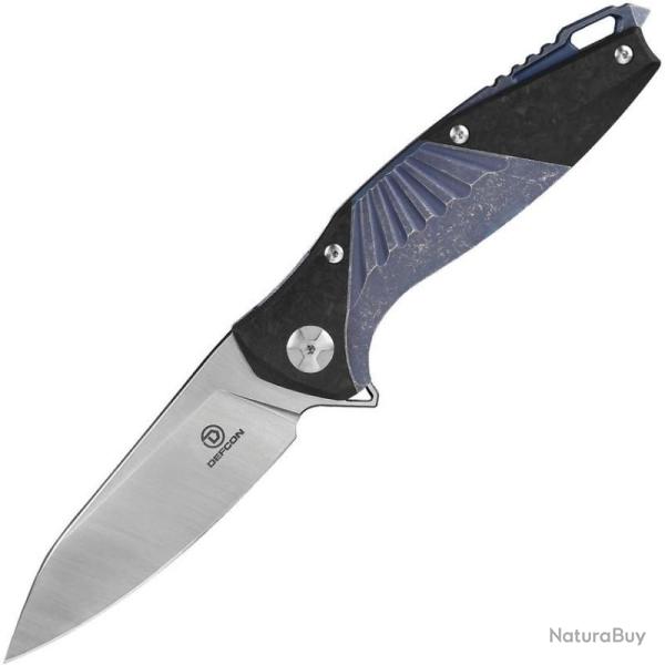 Couteau Pliant Defcon JK Mako Lame Acier CPM S35VN Manche Titane Bleu Framelock TF52903