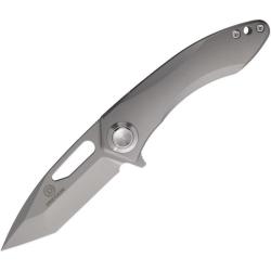 Couteau Pliant Defcon Cardington Lame Acier M390 Manche Titane Bead Blast Button Lock TD401