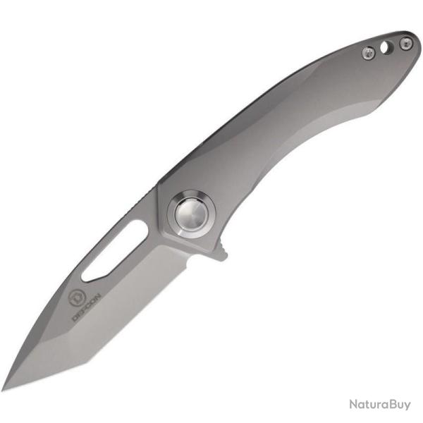 Couteau Pliant Defcon Cardington Lame Acier M390 Manche Titane Bead Blast Button Lock TD401