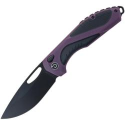 Couteau Pliant Defcon Black Fang Lite Lame Acier CPM MagnaCut Manche G10 Violet Button TD1002PPBK