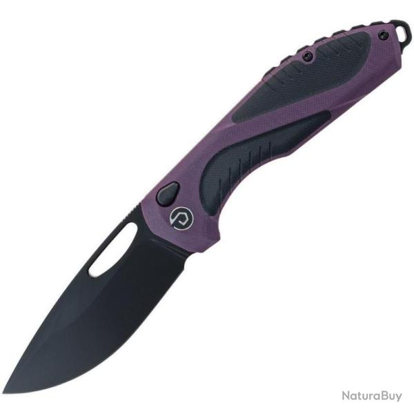 Couteau Pliant Defcon Black Fang Lite Lame Acier CPM MagnaCut Manche G10 Violet Button TD1002PPBK