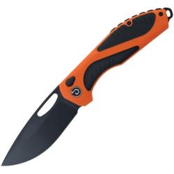 Couteau Pliant Defcon Black Fang Lite Lame Acier CPM MagnaCut Manche G10 Orange Button TD1002OGBK