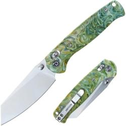 Couteau Pliant Defcon Artifact Lame Acier 14C28N Manche R&eacute;sine Vert Or Axis Lock TD024GNYL