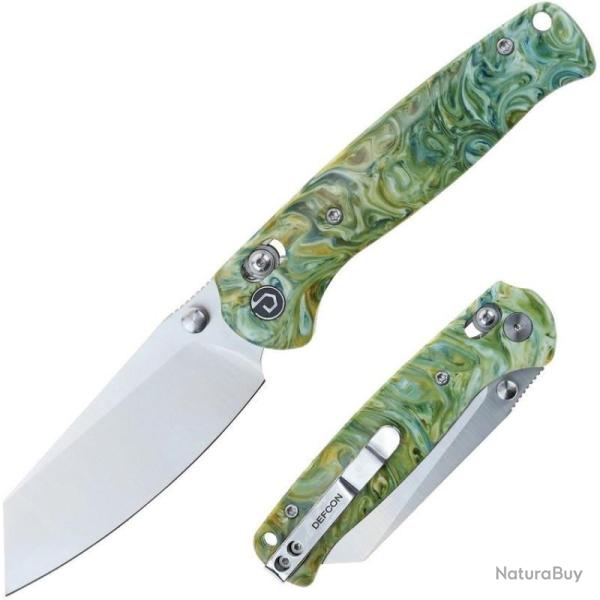 Couteau Pliant Defcon Artifact Lame Acier 14C28N Manche R�sine Vert Or Axis Lock TD024GNYL