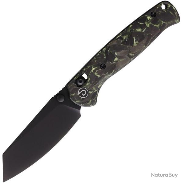 Couteau Pliant Defcon Artifact Lame Acier 14C28N Manche Fibre Carbone Vert Axis Lock TD024CFGN