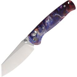Couteau Pliant Defcon Artifact Lame Acier 14C28N Manche R&eacute;sine Bleu Rouge Axis Lock TD024BLGN