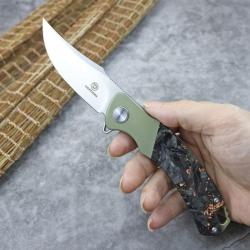 Couteau Pliant Defcon Condor Lame Acier M390 Manche Titane Vert Framelock STT94002