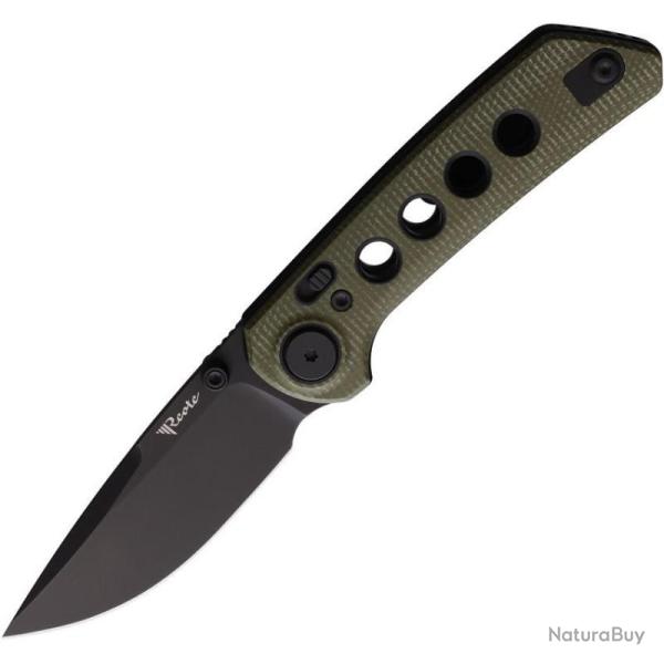 Couteau Reate PL-XT Lame Acier Nitro-V Manche Micarta Vert et G10 Noir Pivot Lock REA131