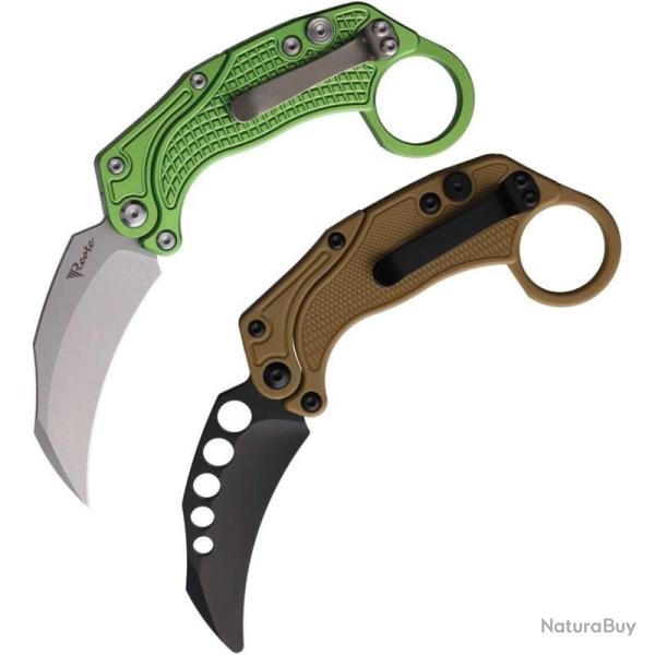 Couteau Reate EXO-K Lame Acier N690 Manche Aluminium Citron Vert Button Lock REA127