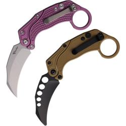 Couteau Reate EXO-K Lame Acier N690 Manche Aluminium Violet Button Lock REA123