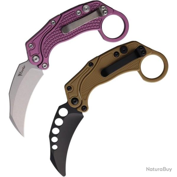 Couteau Reate EXO-K Lame Acier N690 Manche Aluminium Violet Button Lock REA123