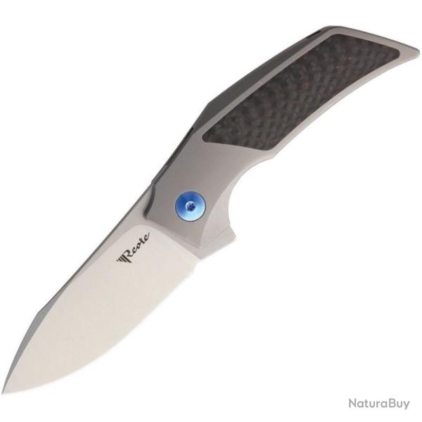 Couteau Reate T2500 Lame Acier M390 Manche Titane Gris Fibre de Carbone Frame Lock REA059