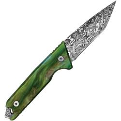 Couteau Fixe Takumitak Bloodstrike Lame Acier 3Cr13 Tanto Manche R&eacute;sine Vert &Eacute;tui Nylon TKF501GNCS