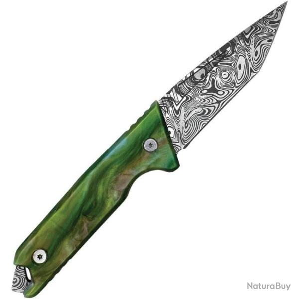 Couteau Fixe Takumitak Bloodstrike Lame Acier 3Cr13 Tanto Manche R�sine Vert �tui Nylon TKF501GNCS