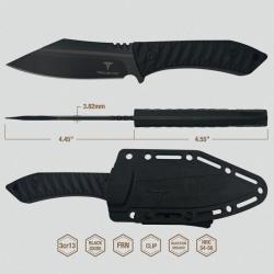 Couteau Fixe Takumitak Asym Lame Acier 3Cr13 Sheepsfoot Manche FRN Noir &Eacute;tui FRN TKF318