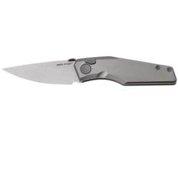 Couteau de Poche Real Steel Spectrum Lame Acier VANAX Stonewash Manche Titane Gris Button RS7141T2