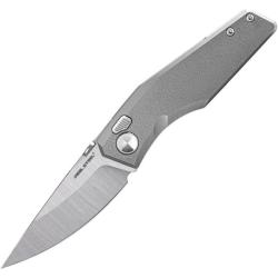 Couteau de Poche Real Steel Spectrum Lame Acier VANAX Satin Manche Titane Gris Button Lock RS7141T1