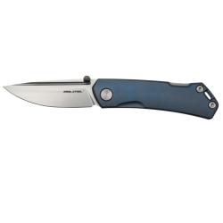 Couteau de Poche Real Steel Luna Maius Lame Acier N690 Manche Titane Bleu Lockback RS7093
