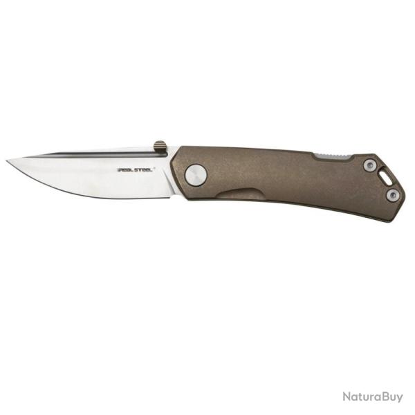 Couteau de Poche Real Steel Luna Maius Lame Acier N690 Manche Titane Bronze Lockback RS7092