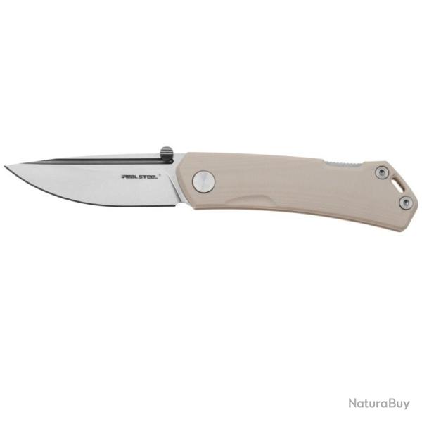 Couteau de Poche Real Steel Luna Maius Lame Acier 10Cr15CoMoV Manche G10 Ivoire Lockback RS7091EI