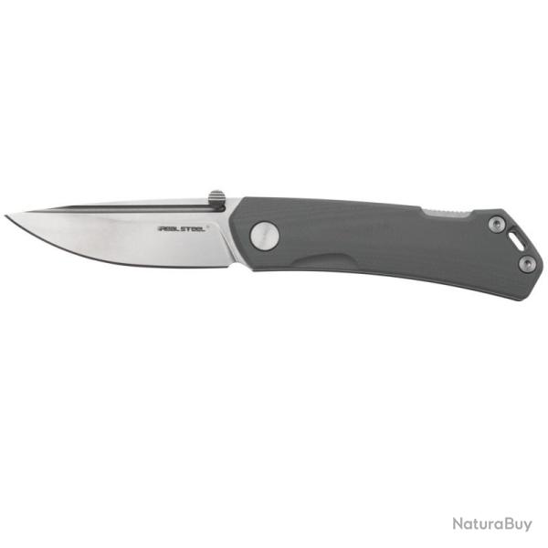 Couteau de Poche Real Steel Luna Maius Lame Acier 10Cr15CoMoV Manche G10 Gris Lockback RS7091EG