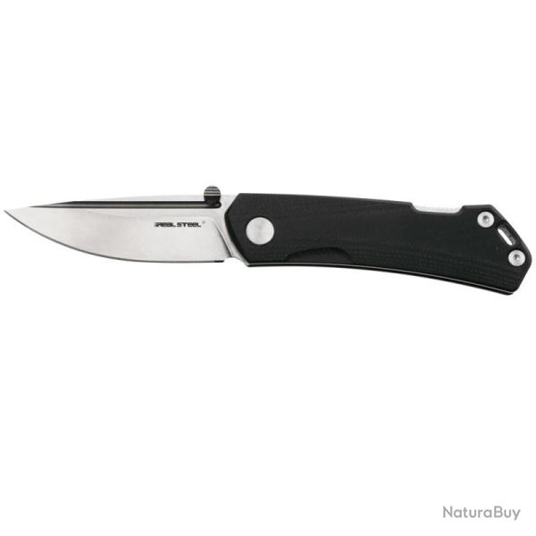 Couteau de Poche Real Steel Luna Maius Lame Acier 10Cr15CoMoV Manche G10 Noir Lockback RS7091EB