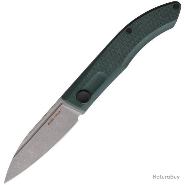 Couteau de Poche Real Steel Stella Lame Acier VG-10 Stonewash Manche G10 Vert Slip Joint RS7054
