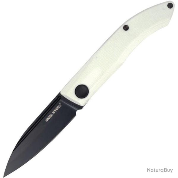 Couteau de Poche Real Steel Stella Lame Acier VG-10 Manche G10 Noir/Blanc Slip Joint RS7051BW