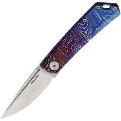 Couteau de Poche Real Steel Luna TC Waves Lame Acier N690 Manche Titane Slip Joint RS7001TC07