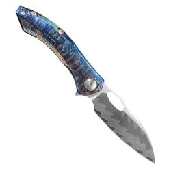 Couteau CH Knives Cupra Lame Damas Manche Titane Bleu Framelock CHCUPRABL
