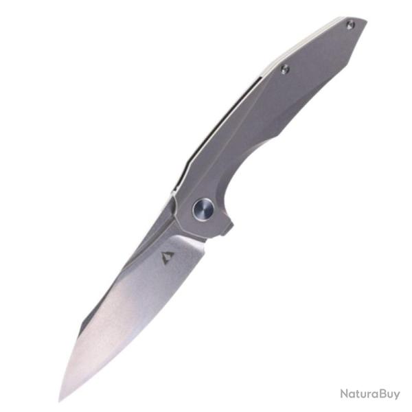 Couteau CMB Made Knives Dagon Gris Lame Acier M390 Manche Titane Anodis� Gris Framelock Clip CMB11S